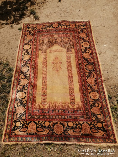 Ritka különleges írásos antik ima szőnyeg