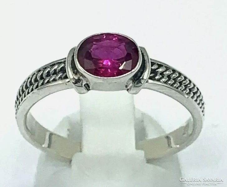 Ruby stone/sterling silver ring, 925 - new