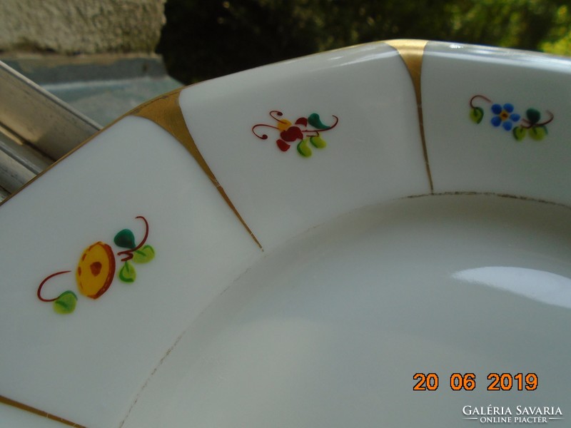 Altwien karlsbad biedermeier hand painted 12 square plates with colorful small Meissen flowers