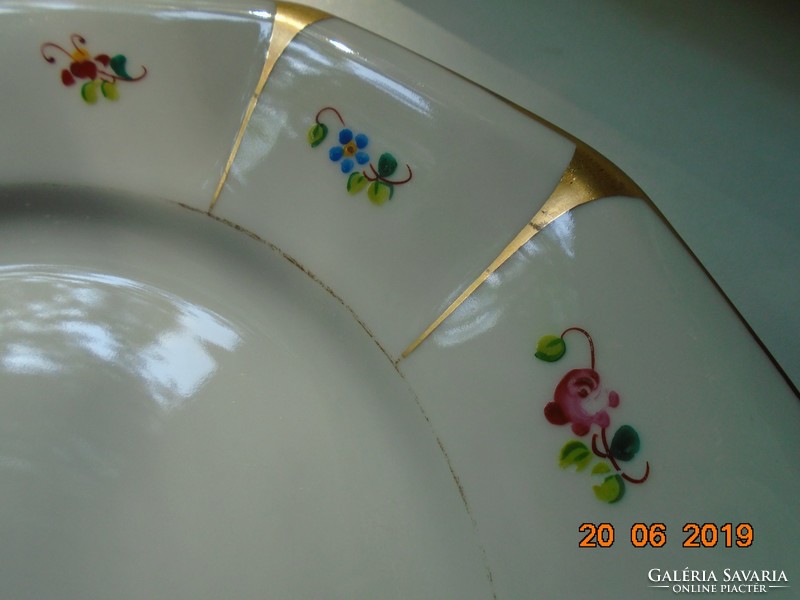 Altwien karlsbad biedermeier hand painted 12 square plates with colorful small Meissen flowers