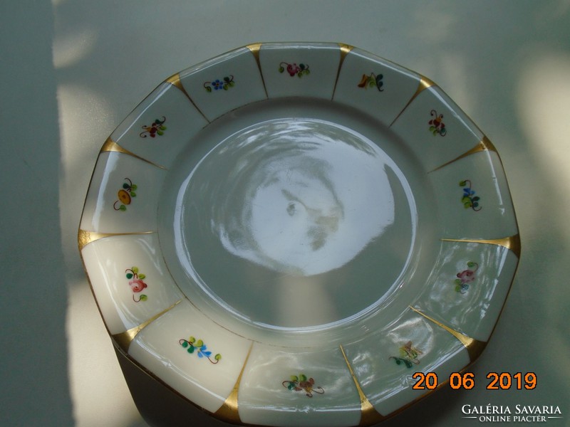 Altwien karlsbad biedermeier hand painted 12 square plates with colorful small Meissen flowers