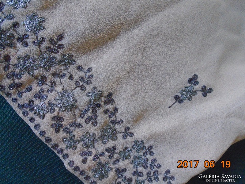 Pants embroidered with Zardozi handmade silver metal thread