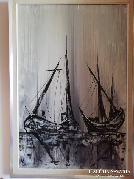 Sara landeta - oil, canvas painting, original frame, signed, flawless, 87 cm