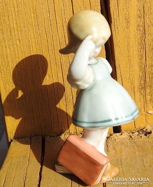 Books make you smart... - Little girl from Herend - antique figurine