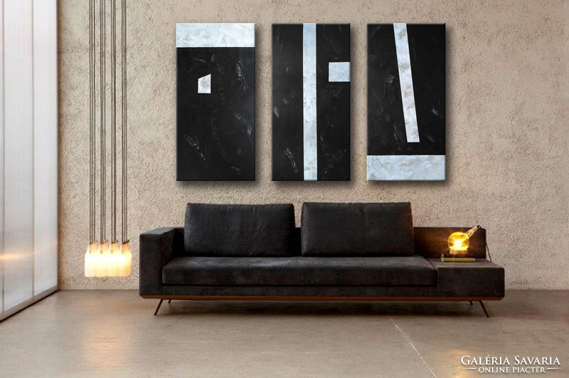 Red edit - modern abstract painting - full size 180x120 cm (3 pcsx120x60 cm)