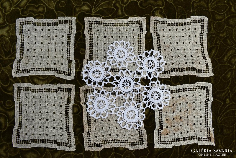 Rece lace needlework home textile decoration small table centerpiece 13 x 13 cm x 6 pcs.