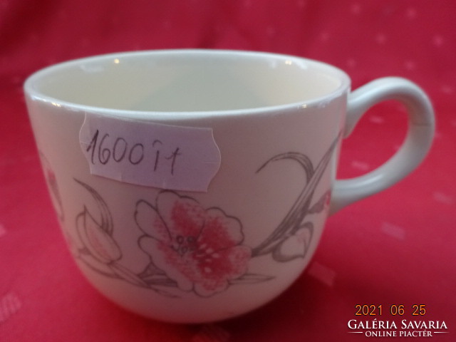 Angol porcelán, vastag falú teáscsésze rózsaszín virággal. Vanneki!