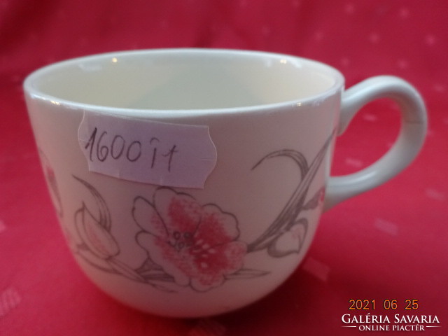 English porcelain thick-walled teacup with pink flowers. He has!