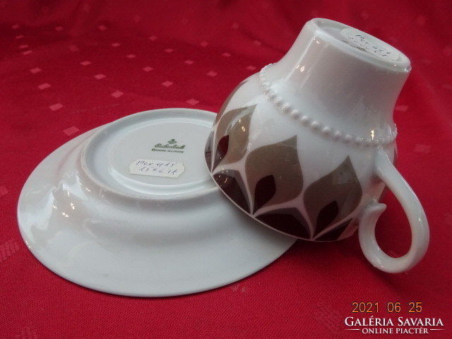 Eschenbach bavaria német porcelán teáscsésze + alátét, barna mintával. Vanneki!