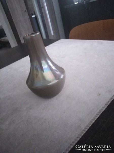 Clay brown color, iridescent glazed stone porcelain vase