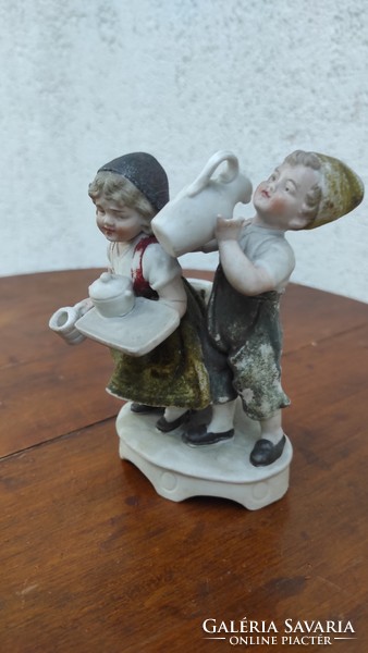 Antik porcelán gyerekek,mint a porcelán baba, biszkvit porcelán, Videó is!