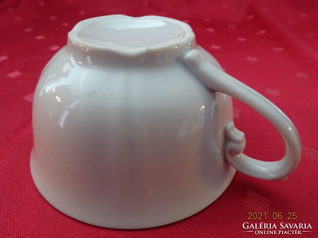 German porcelain teacup with red stripe inside. He has!