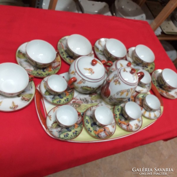 Rare pirkenhammer fischer & sleep Japanese geisha pattern tea, coffee set for 6 people.1918-1939.
