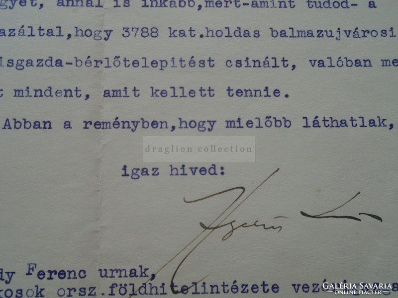 G2021.16 Takarékpénztárak és Bankok E., Hegedüs Lóránt elnök (pénzügyminiszter)  levele   1936