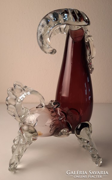 Muránói üveg kos formájú kancsó, kiöntő