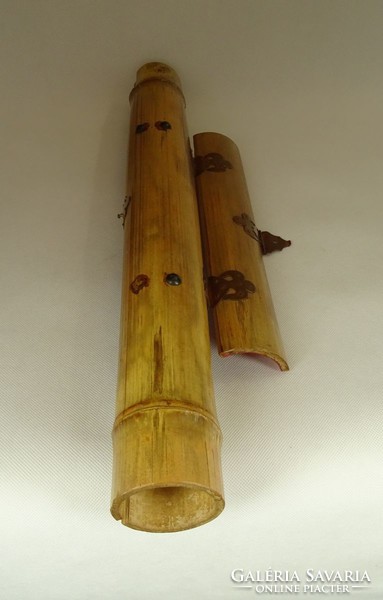 1F151 Bambusz ecsettartó tolltartó vörösréz díszítéssel