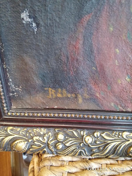 Signed, framed antique oil painting