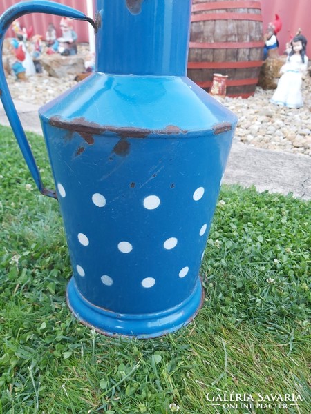 Rare Jászkisér enamel blue polka dot, spotted Cegléd jug, nostalgia piece, peasant decoration