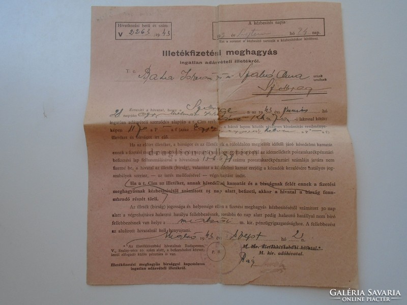 G2021.128 Régi iratok  Szőreg Makó  Szeged  1943-44