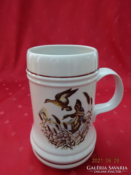 Hollóház porcelain beer mug, wild duck pattern, height 17 cm. He has!