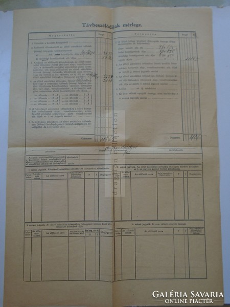 G2021.129  Régi irat Távbeszélő összesítő  kimutatás  APAGY 1940  M.kir. Postahivatal