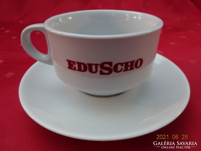 Italian porcelain thick-walled coffee cup with the inscription eduscho. He has!