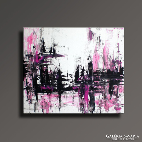 Pink black abstract - 60x50 cm abstract painting