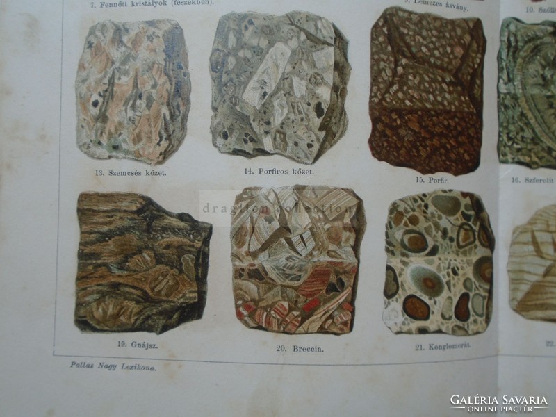 G2021.172 Ásványok  és kőzetek  képződési viszonyai  - színes nyomat ca 1892  Pallas