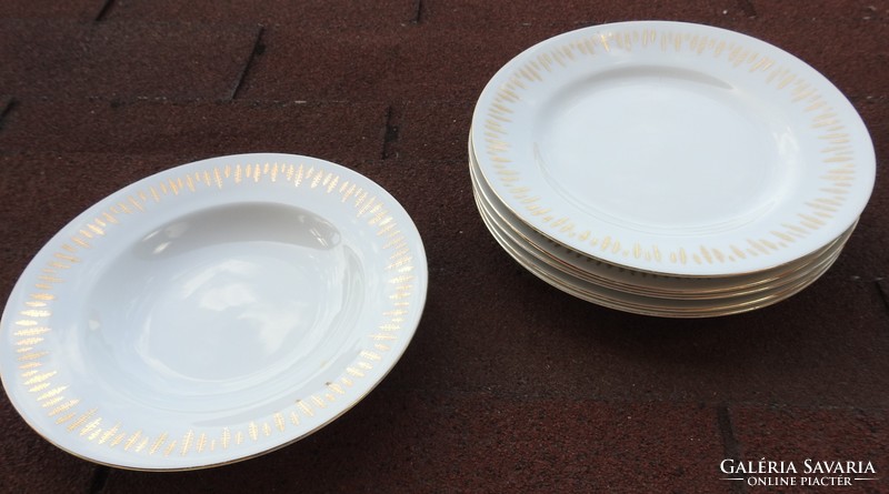 Vintage Czechoslovak gold-painted plate set