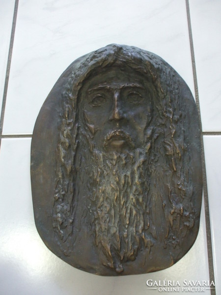 Nagyméretű bronz v réz Jézus dombormű szobor relief