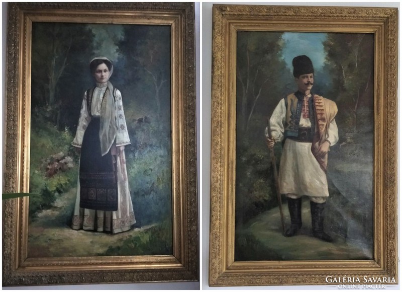 Antique large-scale paintings by Transylvanian artist with export license