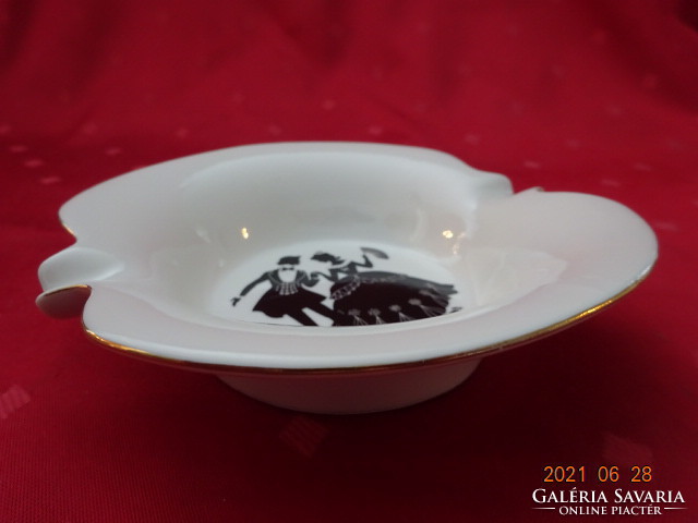 Aquincum porcelain white ashtray with a striking black image, diameter 14 cm. He has!