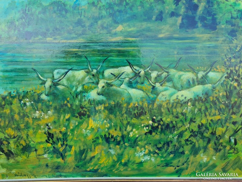 Szürke Szarvasmarhák a mezőn, Ismeretlen festőművész alkotása