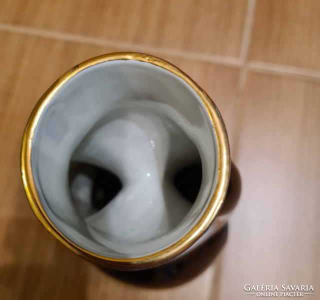 Hutschenreuther kobaltkék jelzett porcelán szecessziós váza