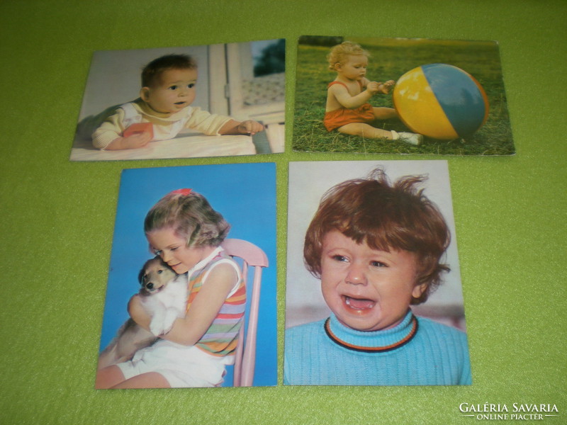 Gyerekeket ábrázoló régi képeslapok 4 db