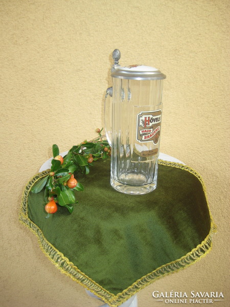 Beer mug tin set, top porcelain insert, 0.4 l, from the 60s