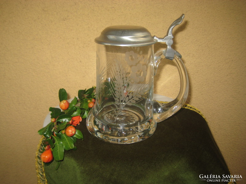 Beer mug tin set, polished glass 18 cm