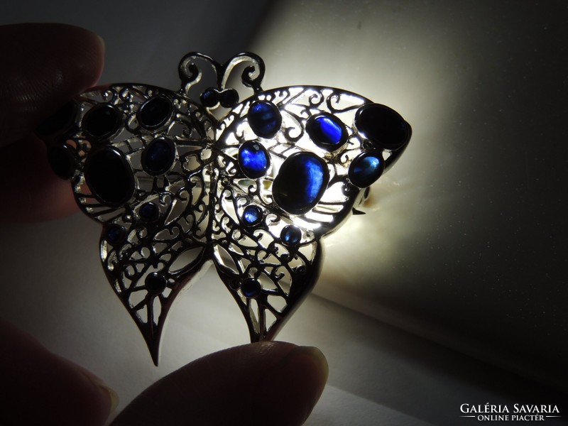 Zafír ezüst pillangó bross