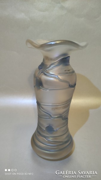 MOST! Ferdinand von Poschinger irizáló üveg váza Eduard Georg Benedikt