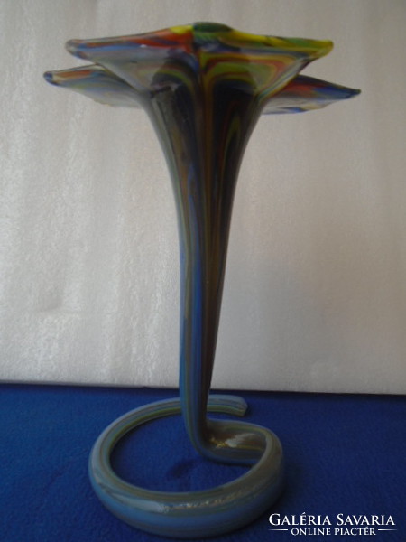Régi muránói művészi fújtüveg váza 19 x 13 cm