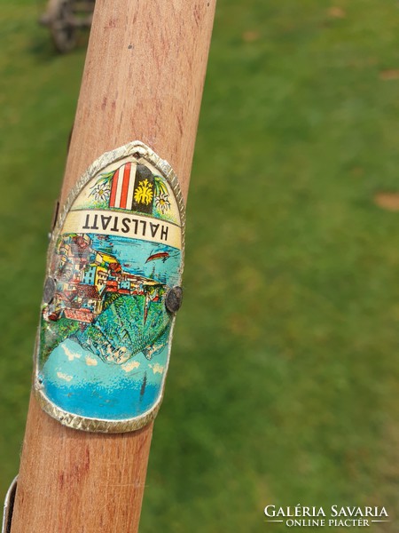 Old hiking stick with 7 badges, Héviz memory engraved inscription for sale!