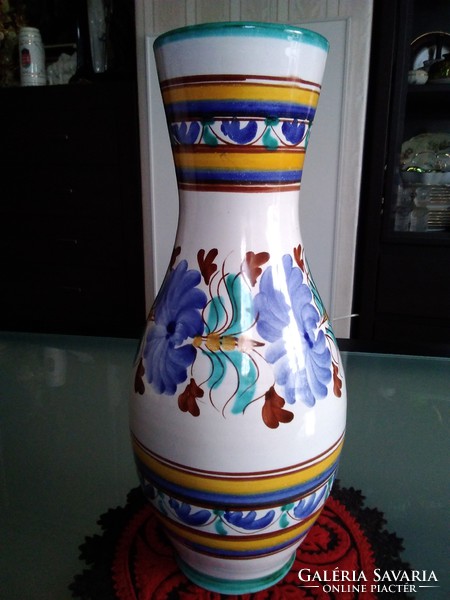 Hand-painted folk jug with the maker's signature and date, in beautiful colors!