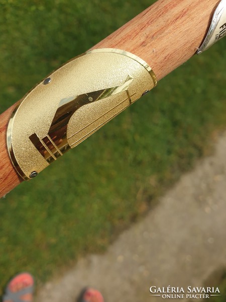 Old hiking stick with 7 badges, Héviz memory engraved inscription for sale!