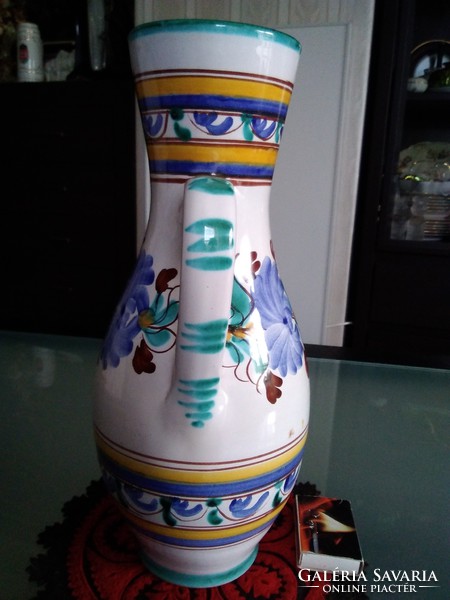 Hand-painted folk jug with the maker's signature and date, in beautiful colors!