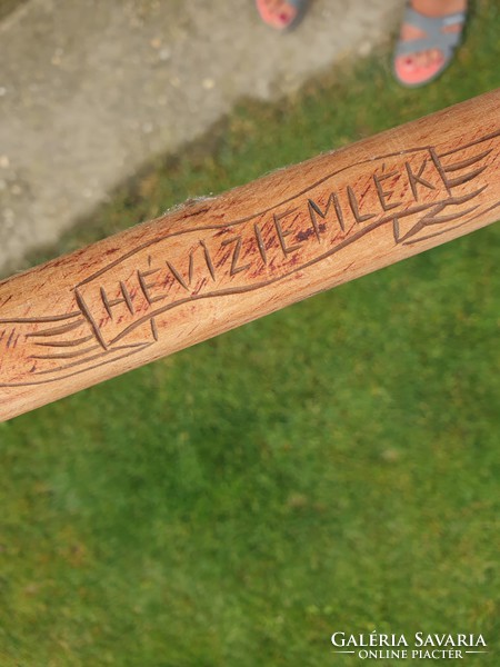 Old hiking stick with 7 badges, Héviz memory engraved inscription for sale!