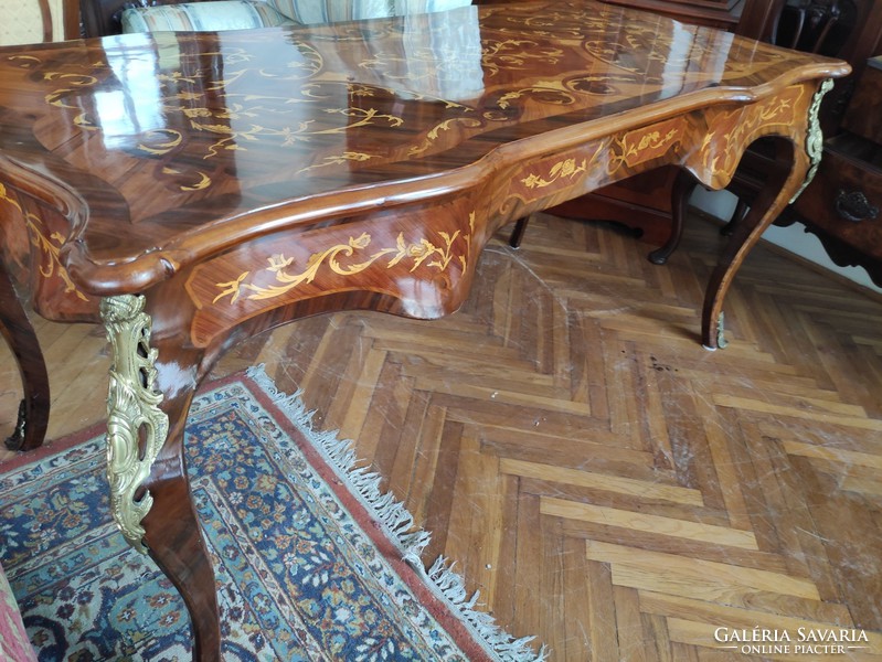 Intarziás fényezett XIV .Lajos stílusú íróasztal + szék