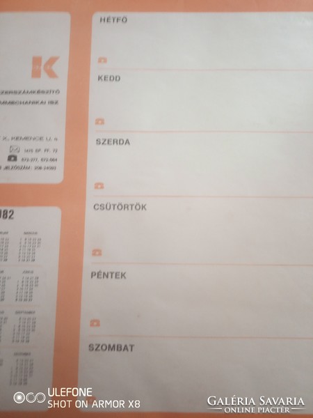 Asztali naptár/jegyzettömb 1982 Kőbányai Szerszámkészítő és Finommechanikai ISZ