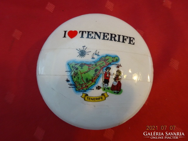 Porcelain jewelry box with the inscription tenerife. He has!