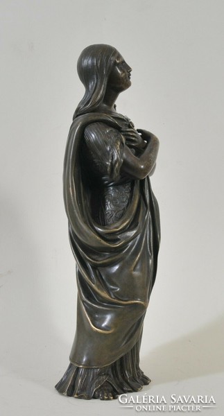 18.századi Antik női bronz szobor egy ismeretlen szentről