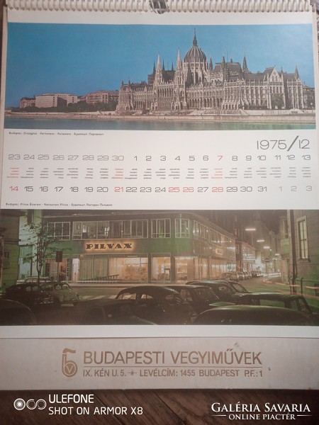 Budapesti Vegyiművek budapesti képekkel díszített 1975-ös falinaptár